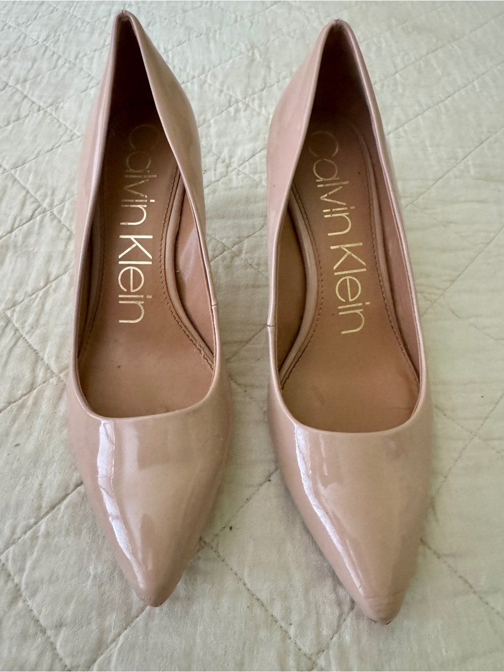 Calvin Klein Blush Patent Pointed-Toe Pumps